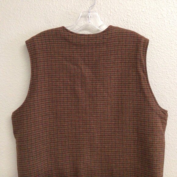 Woolrich Teton Vest Mens Large Wool Blend Sherpa Lined Brown Houndstooth Zip - Picture 6 of 11